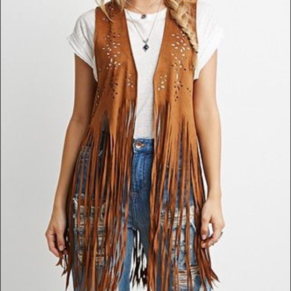 📦 SUEDE FRINGE LAZER CUT OUT VEST 📦
